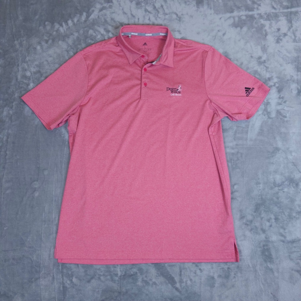 Adidas Polo Shirt Mens Large Pink Desert Willow Golf Resort Short Sleeve Top